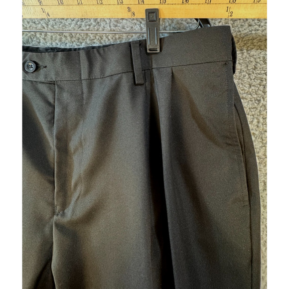 Jos A Bank Mens Dress Pants 38x29 Black Polyester Pleated Traveler - Picture 10 of 14